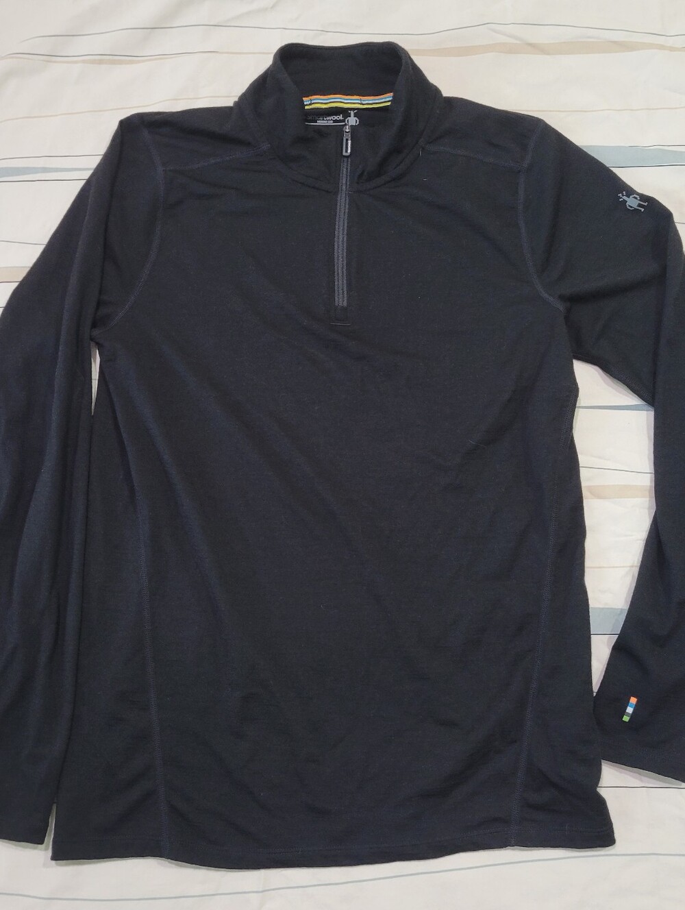 Men's SMARTWOOL Classic Thermal Merino Base Layer 1/4 Zip Top BLACK Small